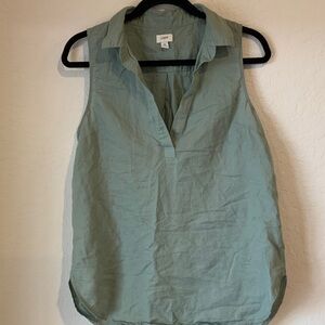 J. Crew Linen Sleeveless Blouse - Soft Green